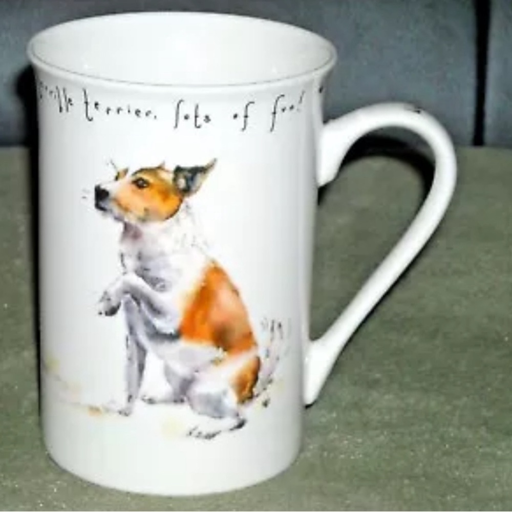 kent pottery coffee cup terrific terrier scruffy licky tongue great art dog pup